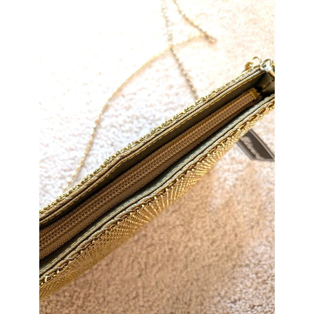 Vintage NWT Allan Edward Gold Mesh Evening Clutch Shoulder Crossbody Bag